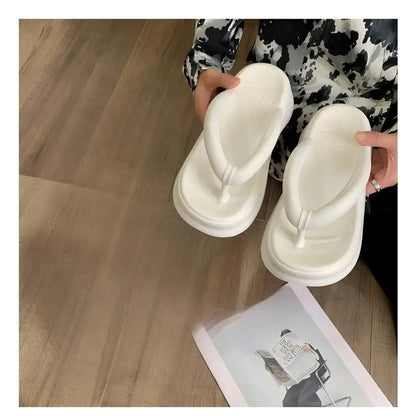Tongs à semelles épaisses pour femmes, pantoufles Eva antidérapantes pour la maison d'été pour vêtements d'extérieur, sandales de Style coréen à la mode pour femmes