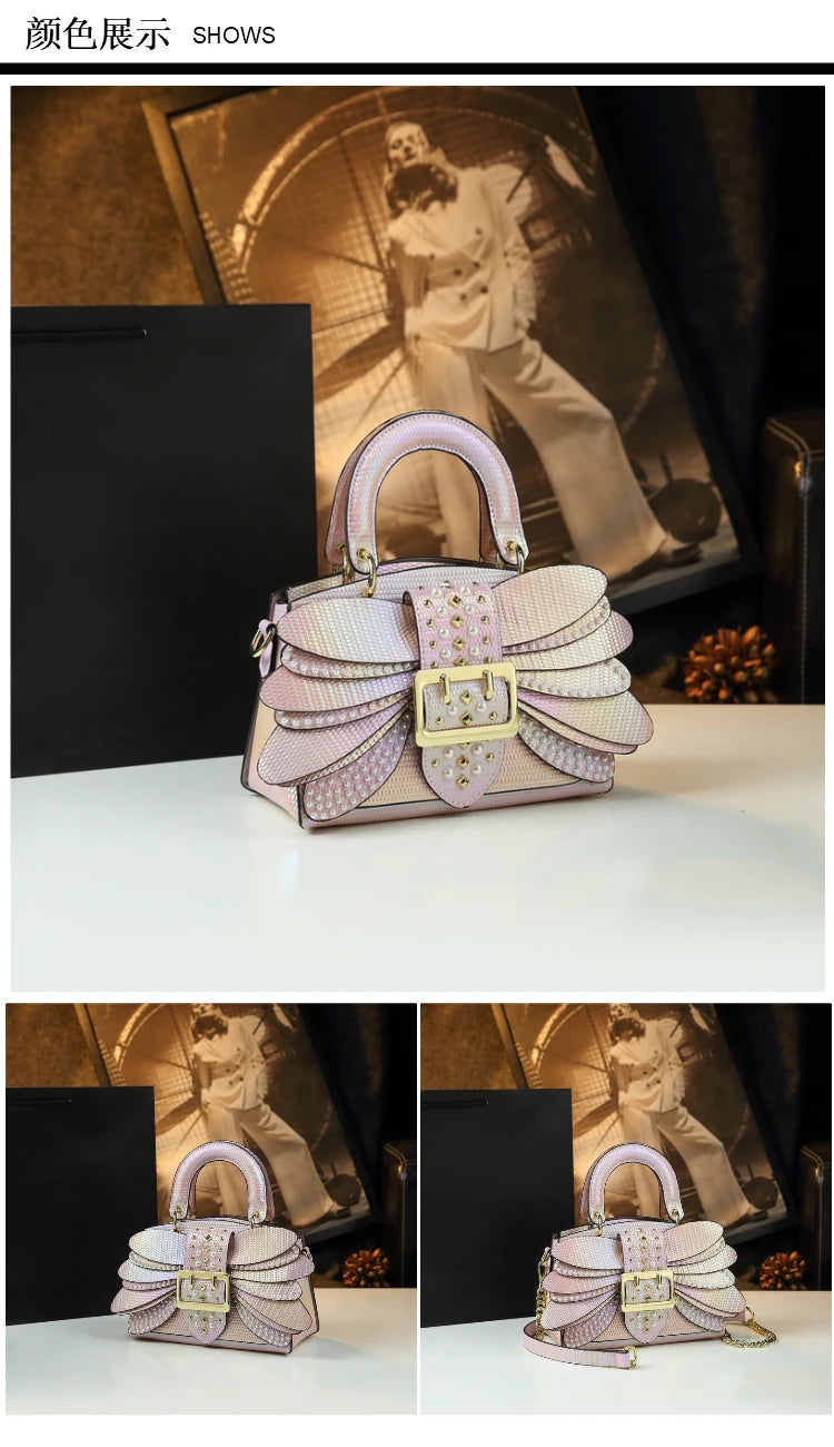 Sac en Cuir group avec Ailes Rivetées pour Femme, Sacoche de Caractère, Nouvelle Collection 2024