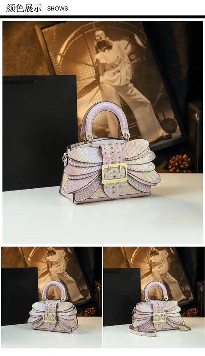 Sac en Cuir group avec Ailes Rivetées pour Femme, Sacoche de Caractère, Nouvelle Collection 2024