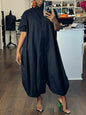 Onecozyday – combinaison d'été ample pour femmes, couleur unie, col à revers, manches courtes, combishort boutonné, décontracté, Streetwear, barboteuse
