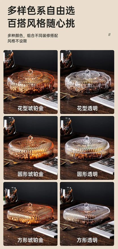 Boîte à snacks transparente multicouche, anti-poussière, acrylique, fruits secs, boîte de rangement pour bonbons et noix, salon moderne, conteneur solaire