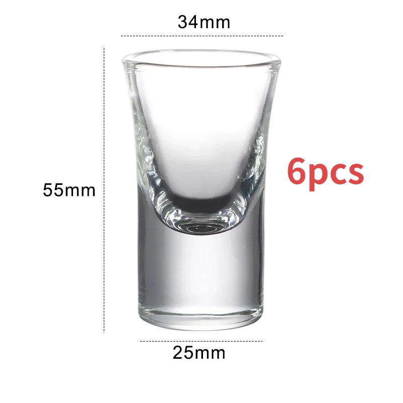 Ensemble de verres transparents de 15ml, 6 pièces, verre à liqueur à fond épais, tasses à balles, petite tasse à vin, vente en gros