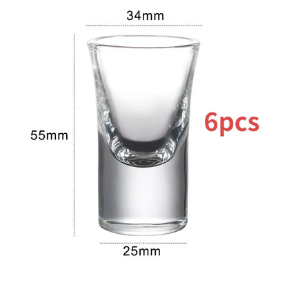 Ensemble de verres transparents de 15ml, 6 pièces, verre à liqueur à fond épais, tasses à balles, petite tasse à vin, vente en gros
