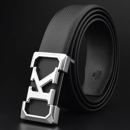 Haute qualité blanc ceinture garçon créateur de mode décontracté Coskin cuir métal boucle ceinture K lettre hommes ceinture