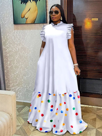 Wmstar-Robes grande taille pour femmes, vêtements de fête d'été, patchwork élégant, pleine longueur, mode maxi, vente en gros, livraison directe