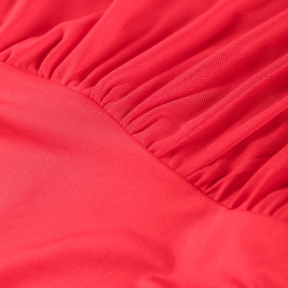 Robe longue de soirée plissée rouge Chic, élégante, manches volantes, maille, Patchwork, Maxi, vacances d'été, plage