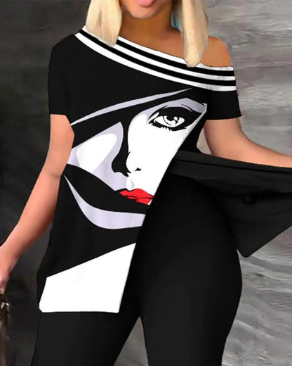 Ensemble 2 pièces imprimé pour femme, nouvelle collection printemps et été