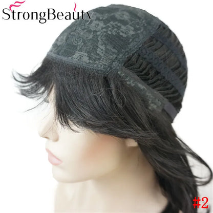 Perruque synthétique ondulée mi-longue pour femmes, cheveux naturels, sans capuchon