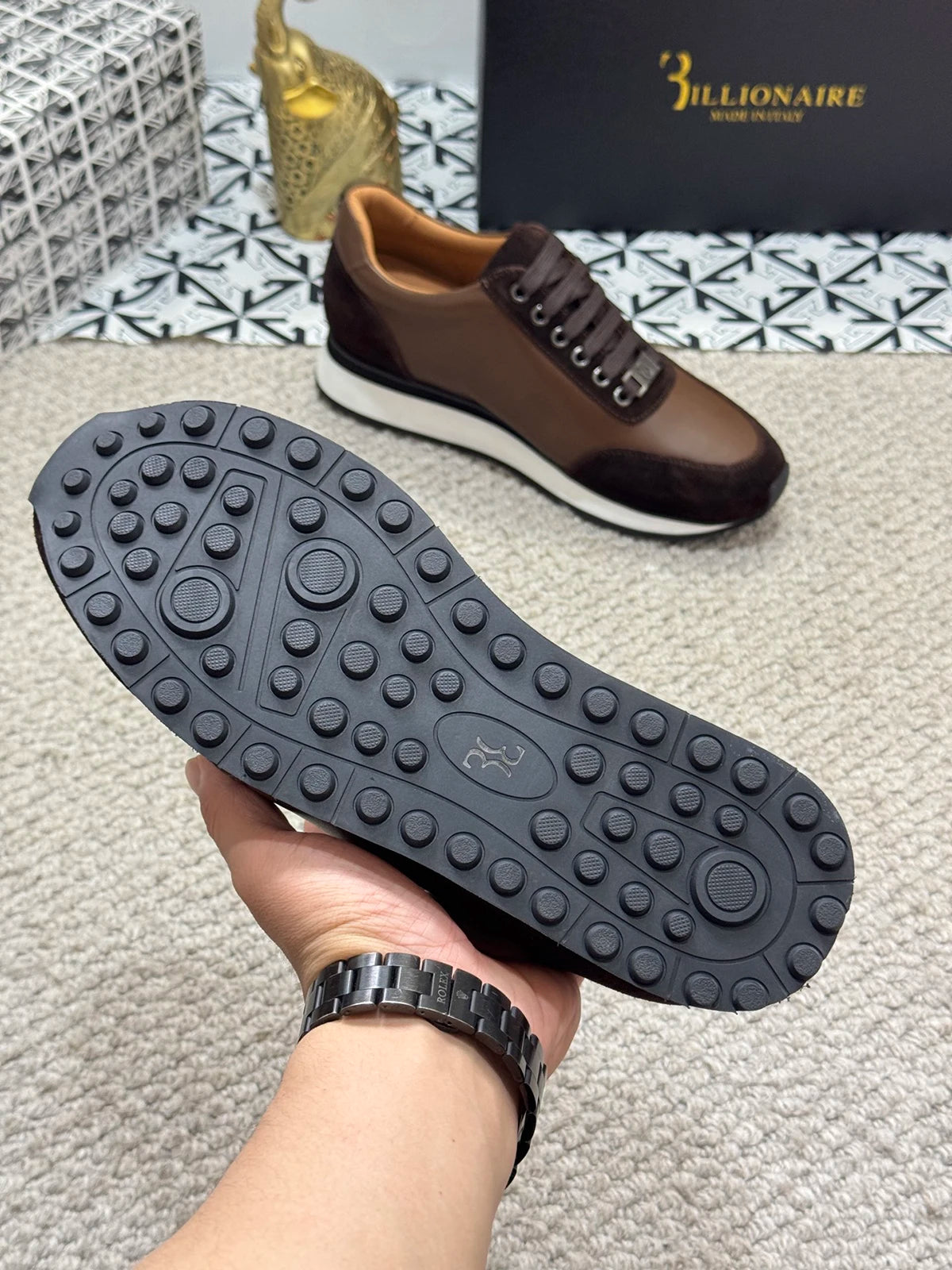 BILLIONAIRE BLSK CPRT chaussures peau de vache 2025 nouvelle broderie mode qualité confort mouvement hommes taille européenne 39-45 chaussures noires