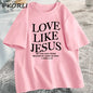 Amour comme jésus t-shirts chrétiens T-shirt religieux à base de foi décontracté à manches courtes femme vêtements Streetwear col rond vêtements