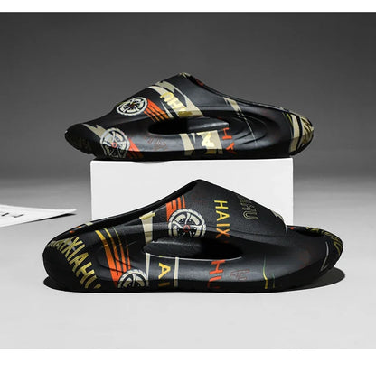 Plate-forme chaussures pour hommes nouveaux tongs d'été 2025 sandales respirant antidérapant amoureux hommes et femmes tout correspondant imprimé pantoufles hommes