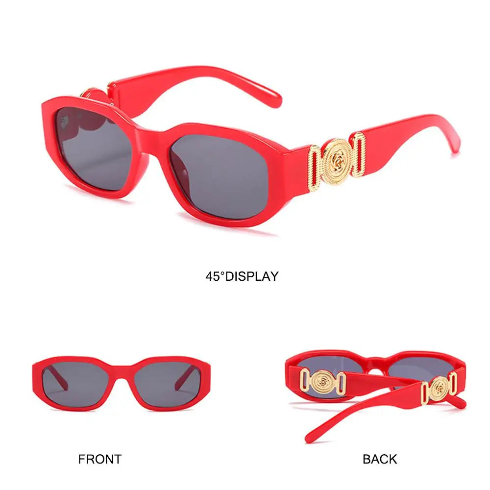 Lunettes de soleil Y2K irrégulières pour femmes et hommes, monture optique, nuances vintage, protection UV, design rose en métal, été