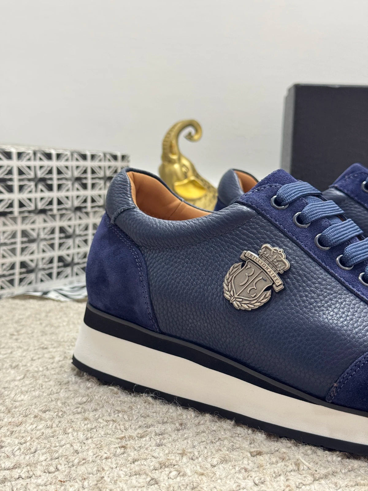 BILLIONAIRE BLSK CPRT chaussures peau de vache 2025 nouvelle broderie mode qualité confort mouvement hommes taille européenne 39-45 chaussures noires