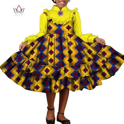 Bintarealwax-Vêtements traditionnels africains pour enfants, robes à volants pour filles, nouvelle mode, Dashiki mignon, WYT575