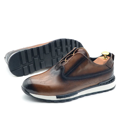 Baskets en cuir véritable naturel pour hommes, chaussures plates à lacets, élégantes, décontractées, qualité supérieure, luxe, mode automne, 03/fête, 2024