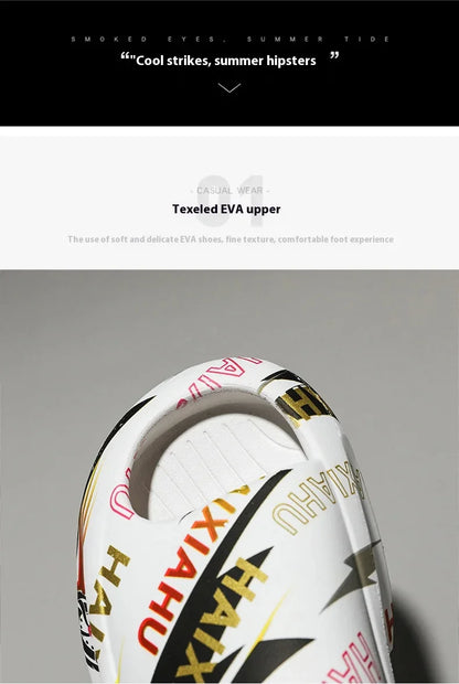 Plate-forme chaussures pour hommes nouveaux tongs d'été 2025 sandales respirant antidérapant amoureux hommes et femmes tout correspondant imprimé pantoufles hommes