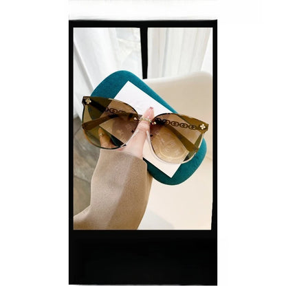 Nouvelle mode sans cadre bord de coupe lettre Style haut de gamme petit parfum femmes lunettes de soleil lunettes de soleil lunettes de soleil