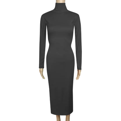 Robe longue à col haut pour femme, couleur unie, Sexy, élégante, transfrontalière, B105, AE, Stockpile, à la mode, automne