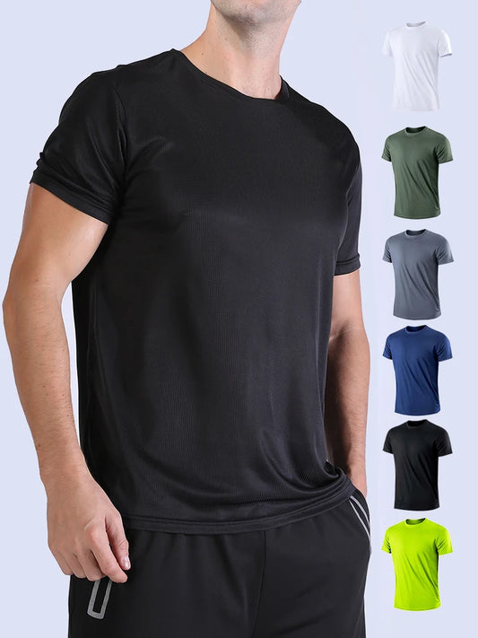 T-shirt de sport à séchage rapide ultraléger pour homme, haut léger, respirant, solide, document, entraînement de fitness, entraînement, course à pied, salle de sport
