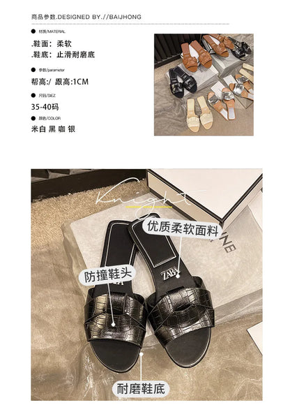 Offre spéciale femmes pantoufles à talons bas pantoufles confortables Sexy croix Peep orteil chaussures de luxe en plein air plage femmes respirabilité chaussures