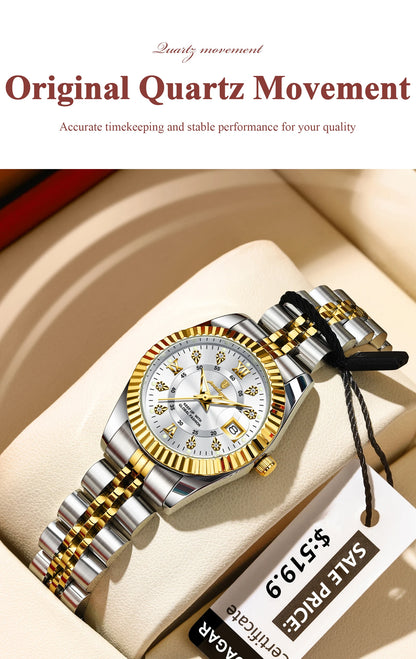 POEDAGAR montres de luxe pour femmes étanche lumineux Date dames montre-bracelet en acier inoxydable montre à Quartz élégante pour les femmes Reloj