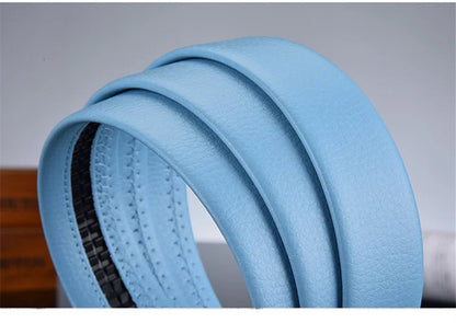 Ceinture automatique bleu ciel pour hommes et femmes, ceinture de loisirs d'affaires, bande passante 3cm et 2024 cm, nouvelle mode, 3.5
