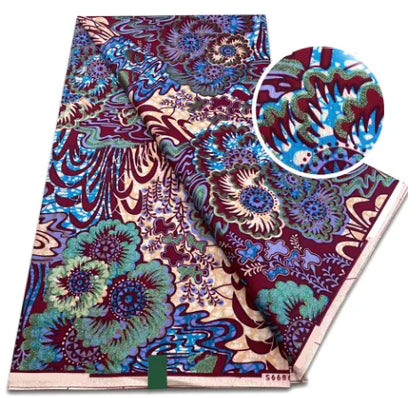 Tissu africain en cire de coton, très bonne qualité, nouvelle grande cire Ankara brillante Pagne, couleur grise, brillant doré, trucs Batik, 6 mètres