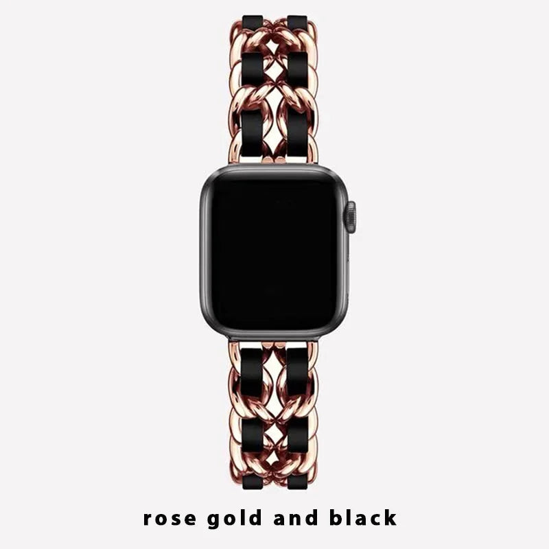 Bracelet en métal pour femmes, pour Apple Watch Band 10 9 8 Ultra 46mm 42mm 49mm 7 SE 6 5 41mm 45mm 44/40mm, Bracelet en acier doré pour dames
