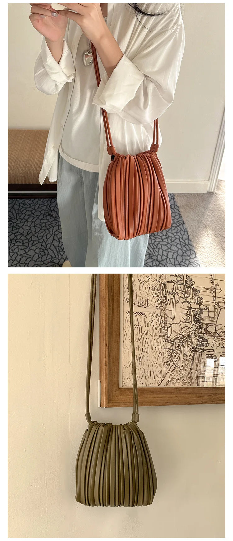 Mode d'été nouveau sac à bandoulière femmes PU simple épaule Mini sac de luxe polyvalent plissé décontracté petit sac carré