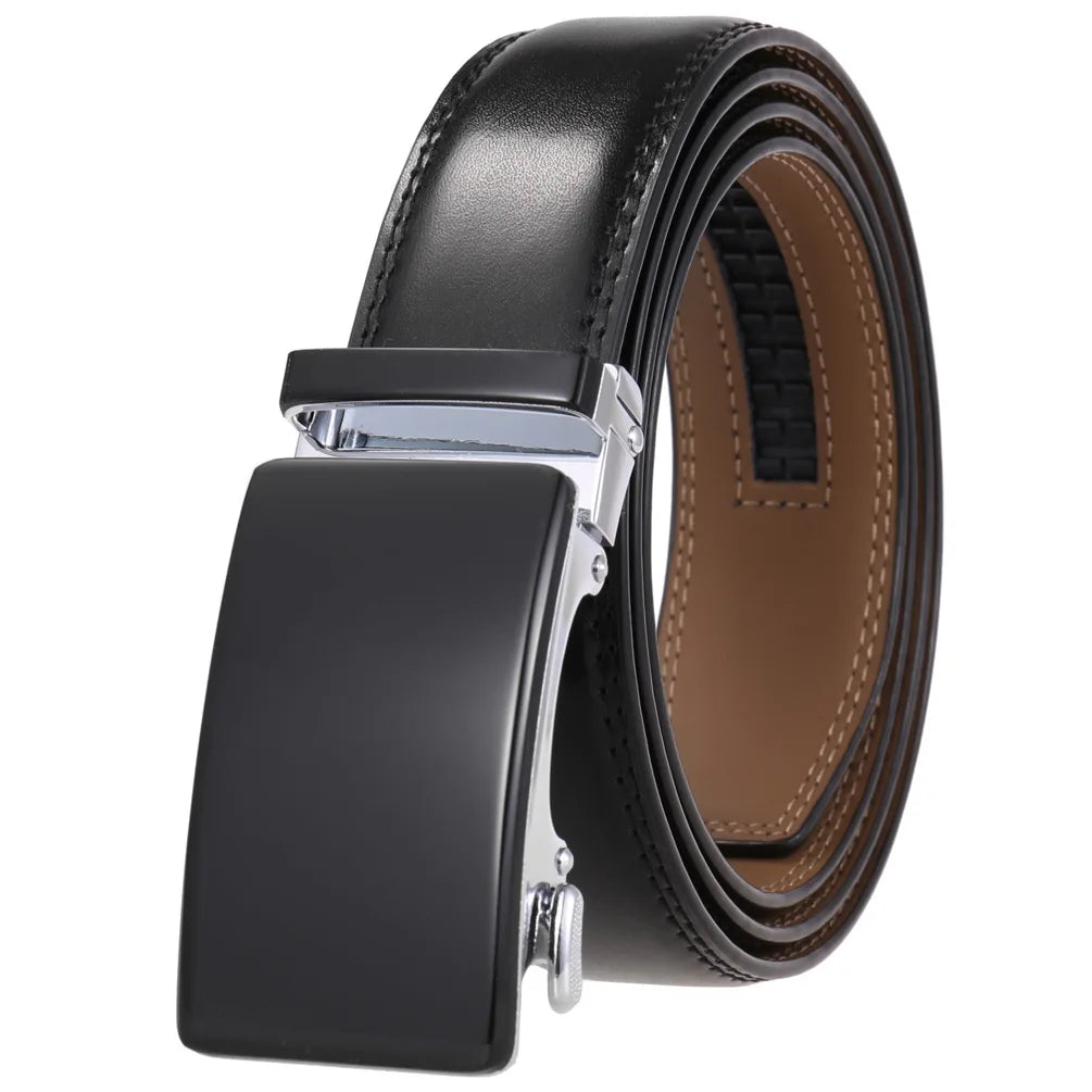 Ceinture de surintendant en cuir de vache véritable pour homme, accessoire de marque, décontracté, automatique, noir, rouge, marron