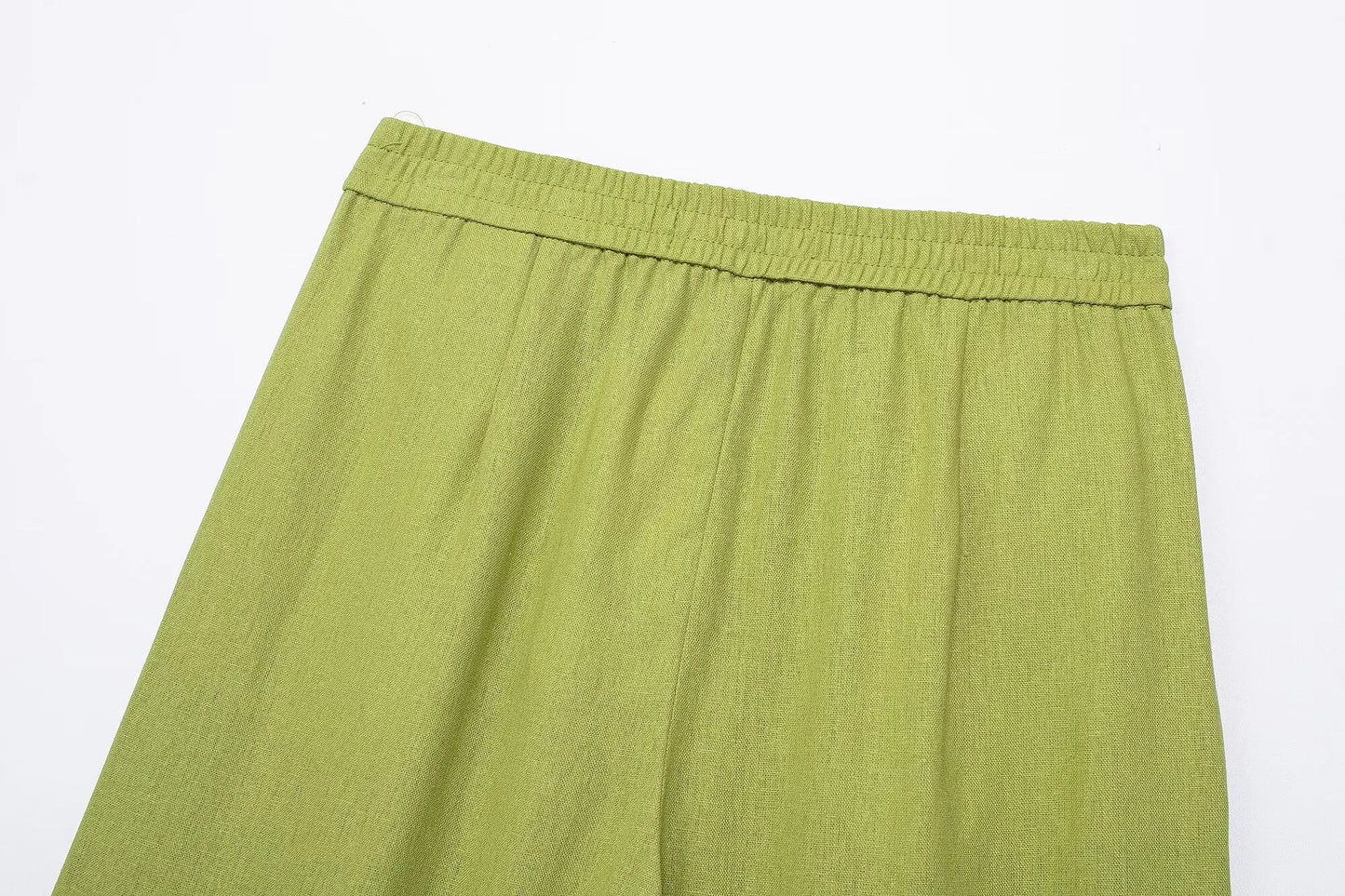 TRAFZA 2024 femmes 2 pièces ensemble taille élastique poche plis décorer pantalon à jambes larges + solide simple boutonnage fente ourlet Blouse haut