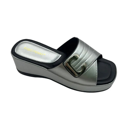 FABIO PENNY2025 été nouveau design métallique couleur unie à semelles épaisses à la mode et sexy dames fête pantoufles à semelles souples