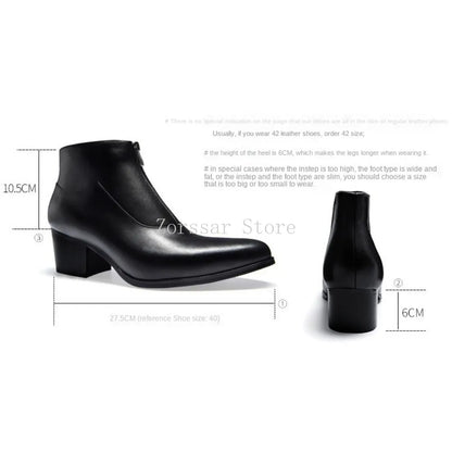 Bottines de luxe en cuir véritable pour hommes, talons hauts de 6 Cm, chaudes, noires et blanches, bottes sociales pour fête de mariage, chaussures habillées, hiver 2024
