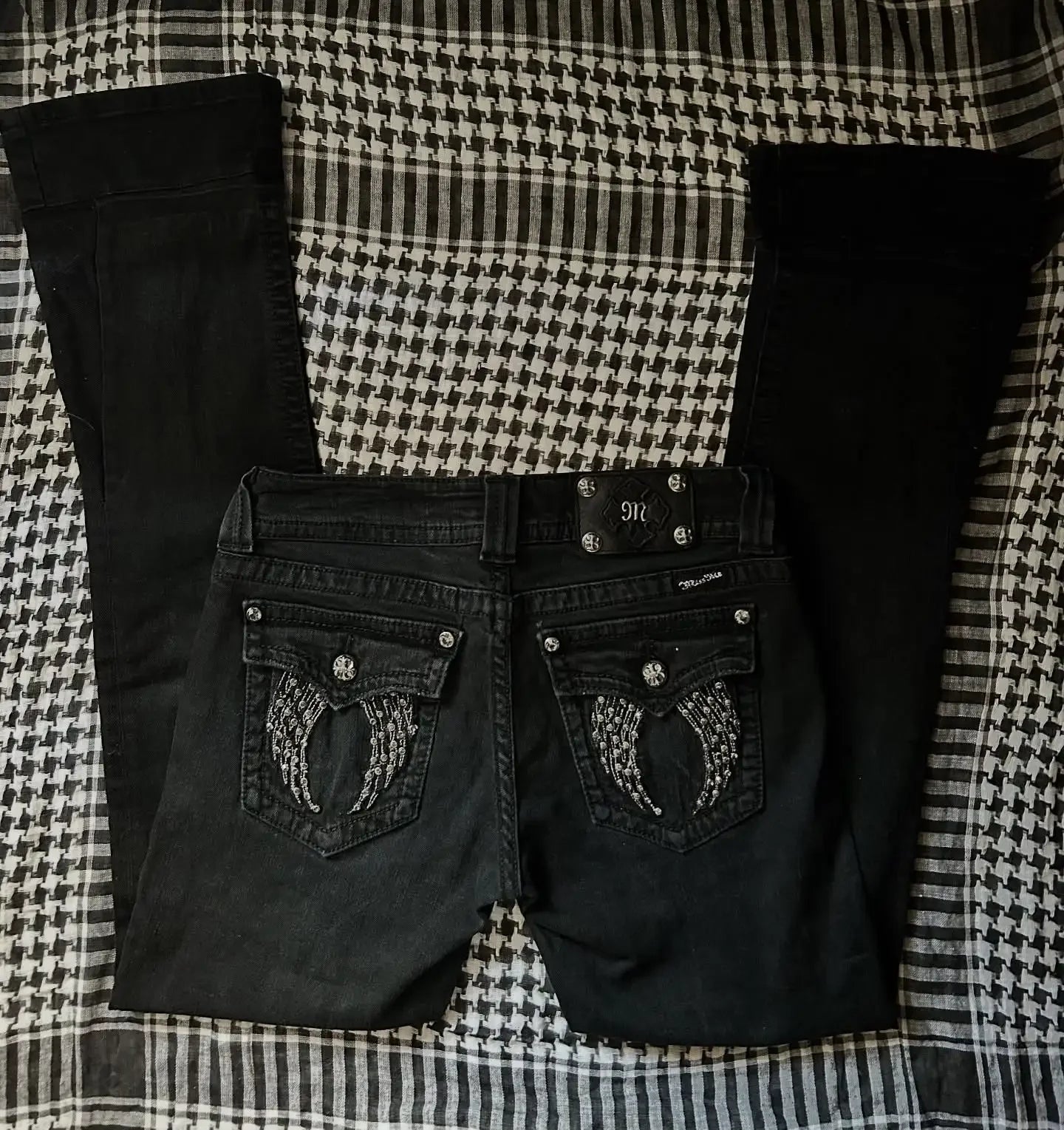 Goth broderie Baggy jean femmes rue Harajuku Vintage haute attente jean femme décontracté jambe large Y2k pantalon femmes pantalon