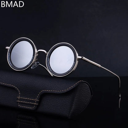 2025 Steampunk lunettes de soleil pour hommes mode ronde Punk lunettes de soleil vacances Oculos lunettes d'extérieur Vintage Designer tendance Lentes
