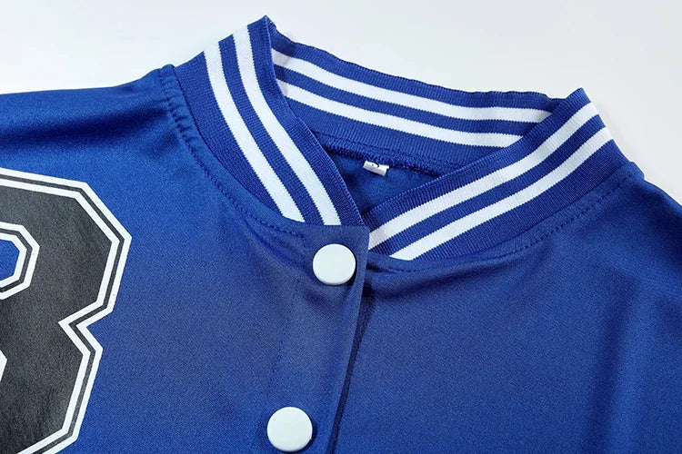 European and N Women's Wear B Monochrome Jacket Single-breasted Monochrome Printed Baseball Suit