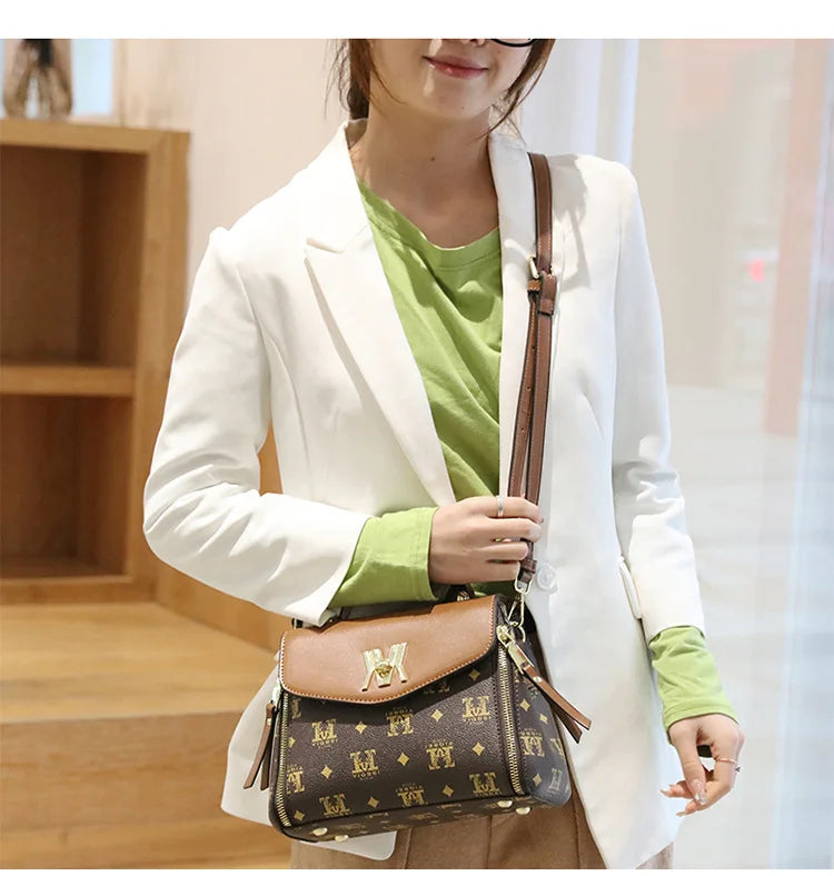 Sac à bandoulière imprimé de luxe pour femme, design de mode, accessoires en métal, marque initiée, sac à main féminin