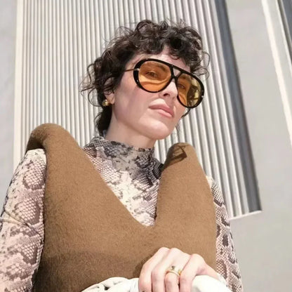 Marque de luxe concepteur surdimensionné pilote lunettes de soleil femmes pour hommes 2025 populaire Vintage lunettes de soleil Punk Double pont lunettes