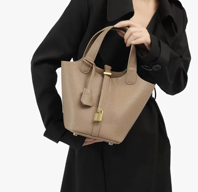 Nouveau 2025 sac seau en cuir pour femmes panier de légumes sac à main maman sac de mariage sac à bandoulière en polyuréthane souple avec poche Mobile