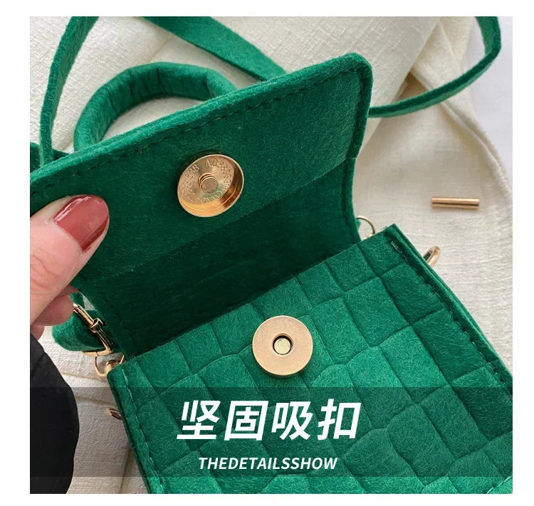 Sac à main en feutre coloré pour femme, mini sacs à main, sac à bandoulière, motif pierre, initié