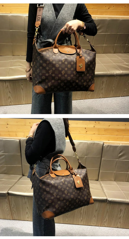 Sacs pour femmes authentiques de grande capacité de Hong Kong, sacs fourre-tout à la mode, en cuir véritable, sacs de voyage à bandoulière populaires.