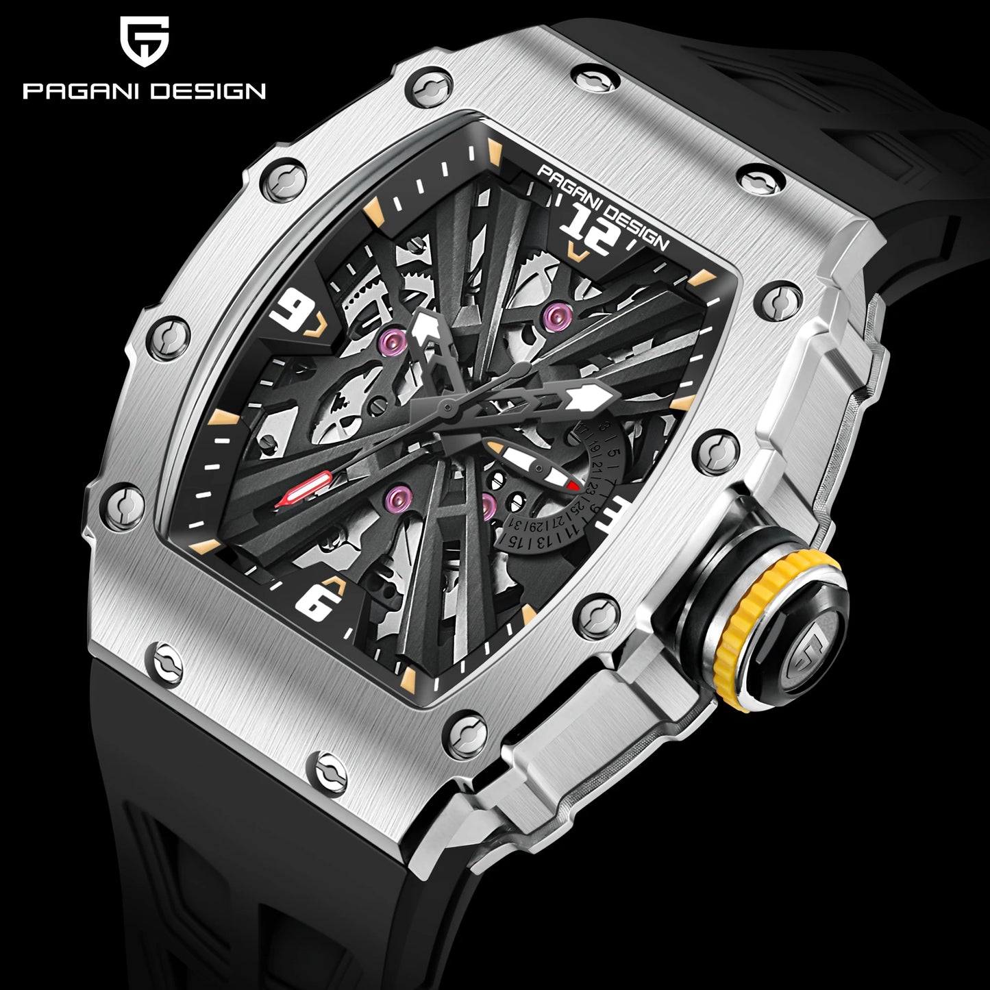 PAGANI UCO-Montre à Quartz pour Homme, Modules Movt VH65, Cadran Seton, 2024 m, Étanche, dehors, Rectangle, Verre Saphir, Nouveau, 100