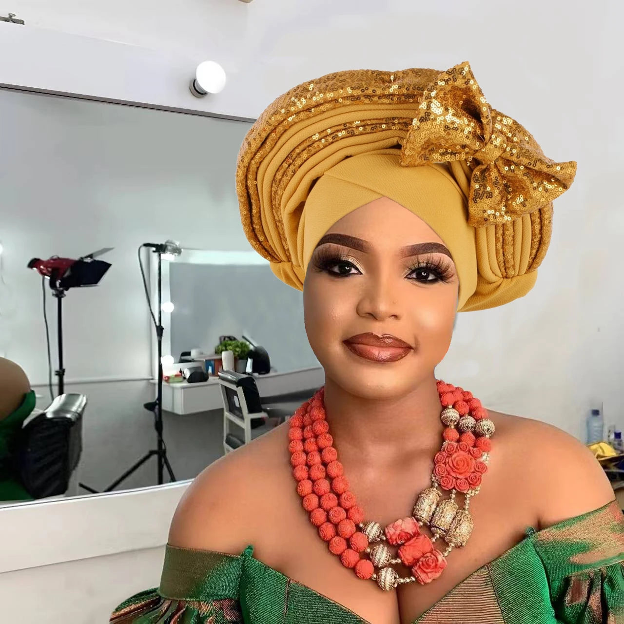 Cravate de Sauna à Paillettes pour Femme, Turban Africain avec Nministériels d Papillon Doux, Accessoire de ix