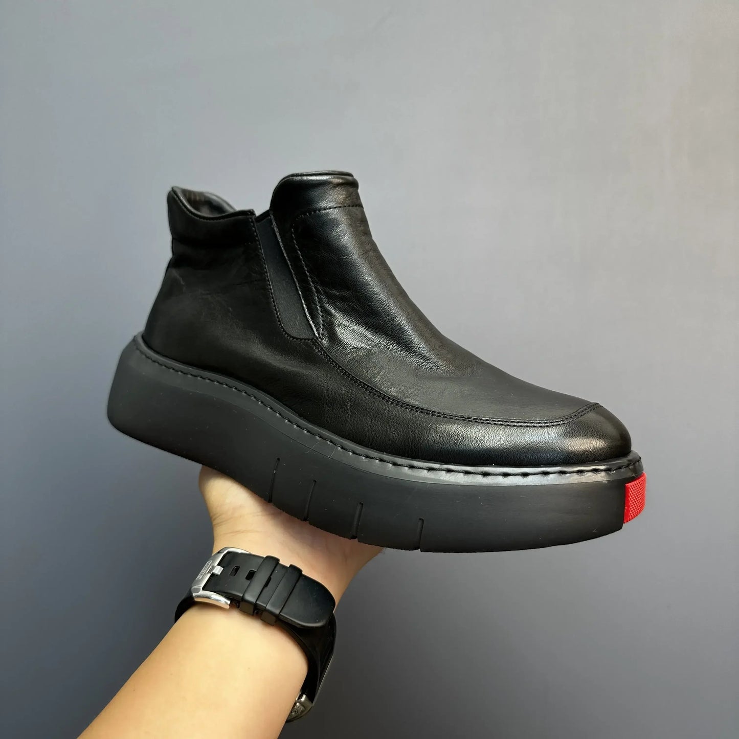 Bottes courtes montantes en cuir véritable pour hommes, chaussures décontractées, semelle optique rétro, printemps et automne, nouveau, 2025