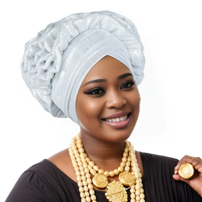 Turban Africain à Volants et artificiel astiques pour Femme, Couvre-chef de Mariage, Cravate de Sauna, Équipement de ix, Chapeau, Nigeria