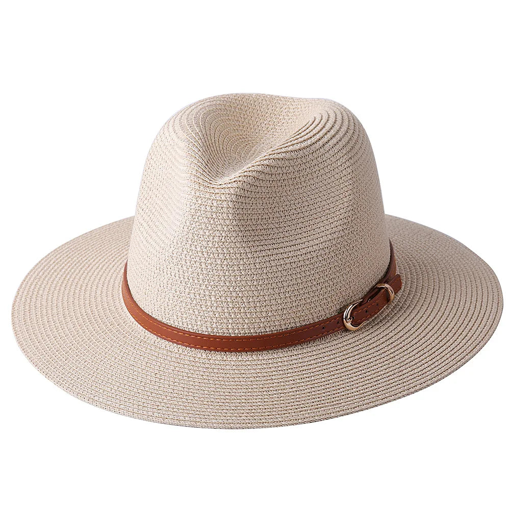 56-58-59-60CM nouveau chapeau de paille de forme souple Panama naturel été femmes/hommes casquette de soleil de plage à large bord Protection UV chapeau Fedora