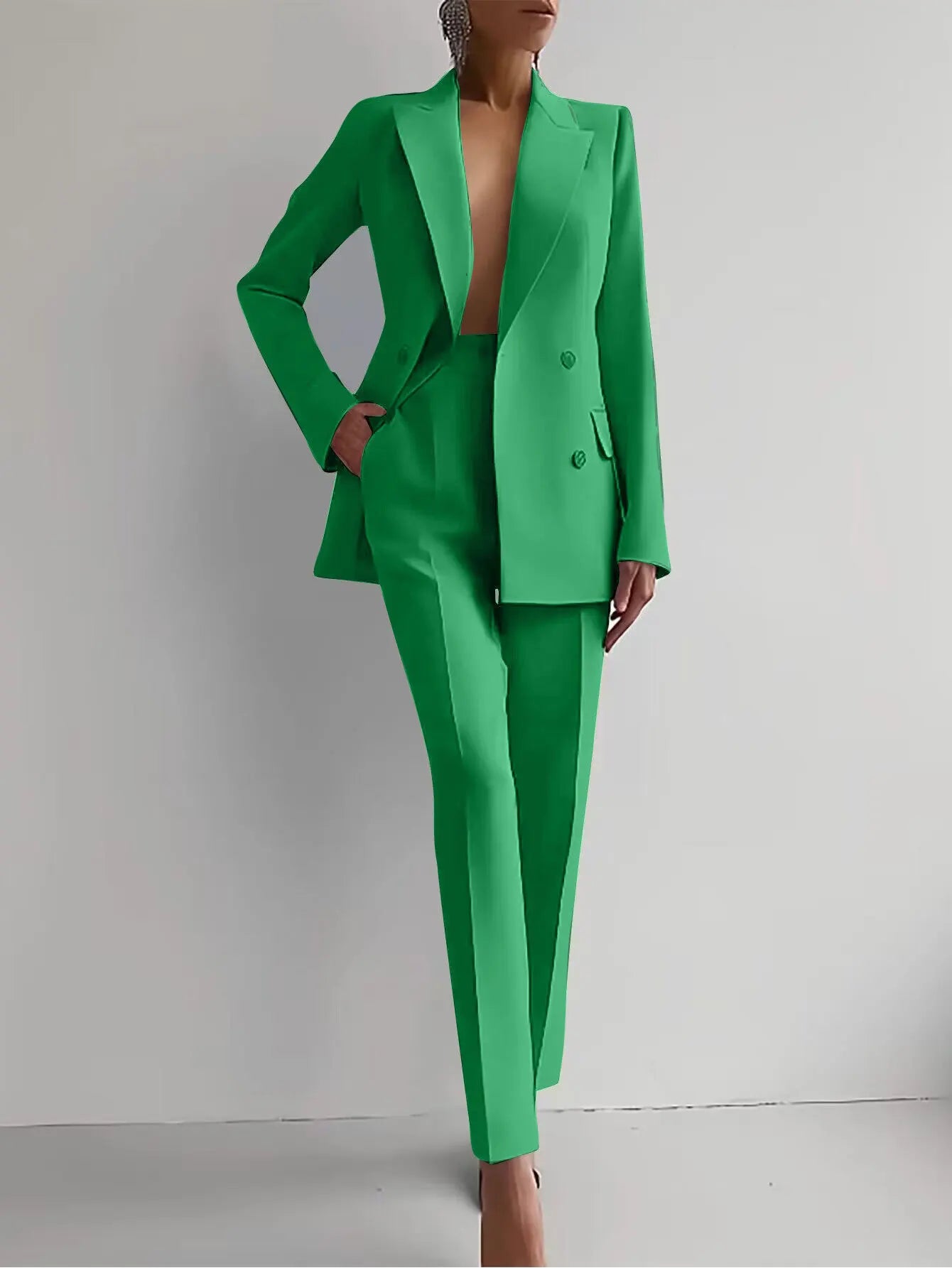 Printemps décontracté à manches longues costume ensemble automne élégant bureau dame solide mince hauts Blazer pantalon deux pièces ensembles femmes tenue 2025