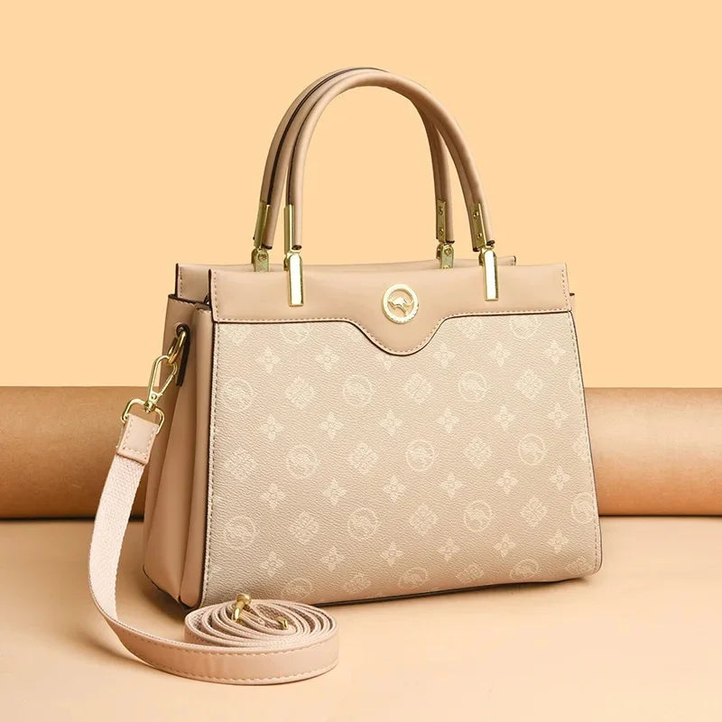 Sac fourre-tout rétro de grande capacité, sac à main imprimé couleur assortie Simple, cadeau pour maman, sac à bandoulière Simple, fermeture à glissière, autre matériau