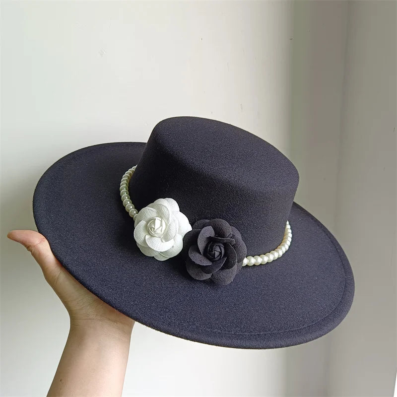 Chapeau Fedora de Style français pour femmes, chapeau en feutre à bord large de 10CM, Derby d'hiver et d'automne, chapeaux de Jazz de mariage