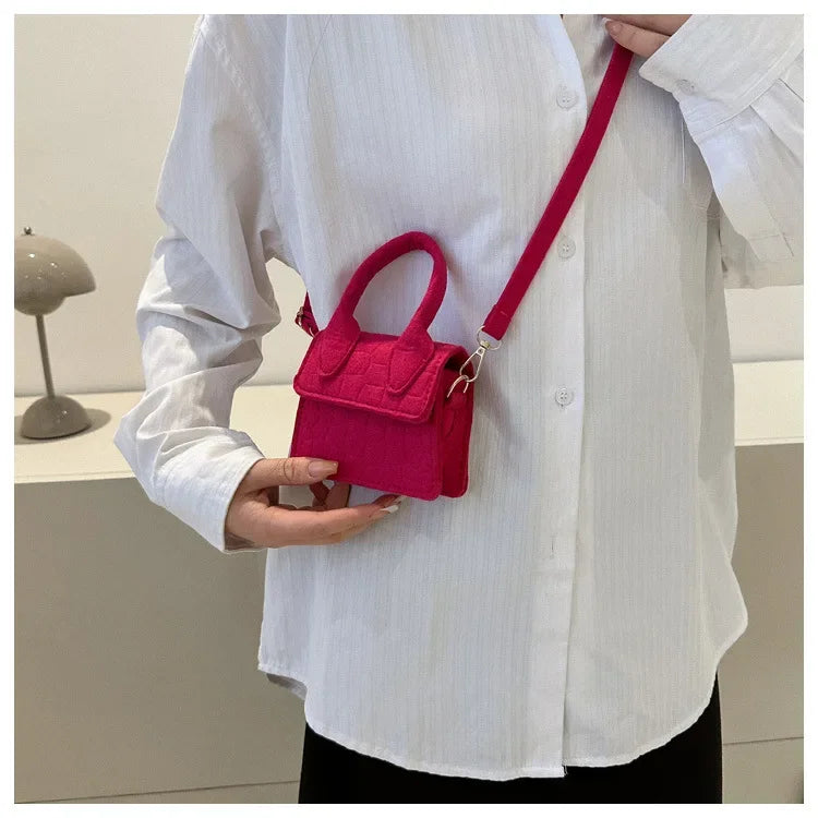 Sac à main en feutre coloré pour femme, mini sacs à main, sac à bandoulière, motif pierre, initié